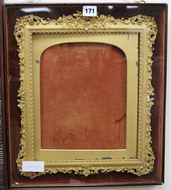 A Victorian gilt picture frame, in a rosewood and velvet outer frame